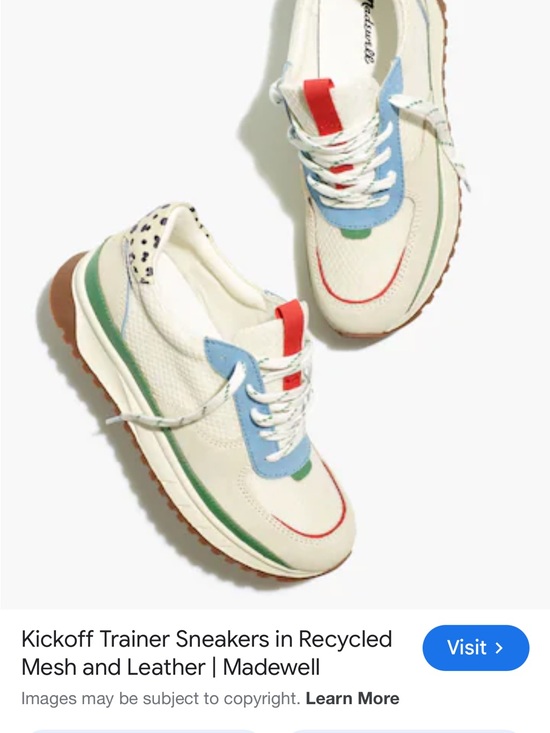 Madewell Shoes - Madewell Cream Sneakers with Blue, Green & Red Accents